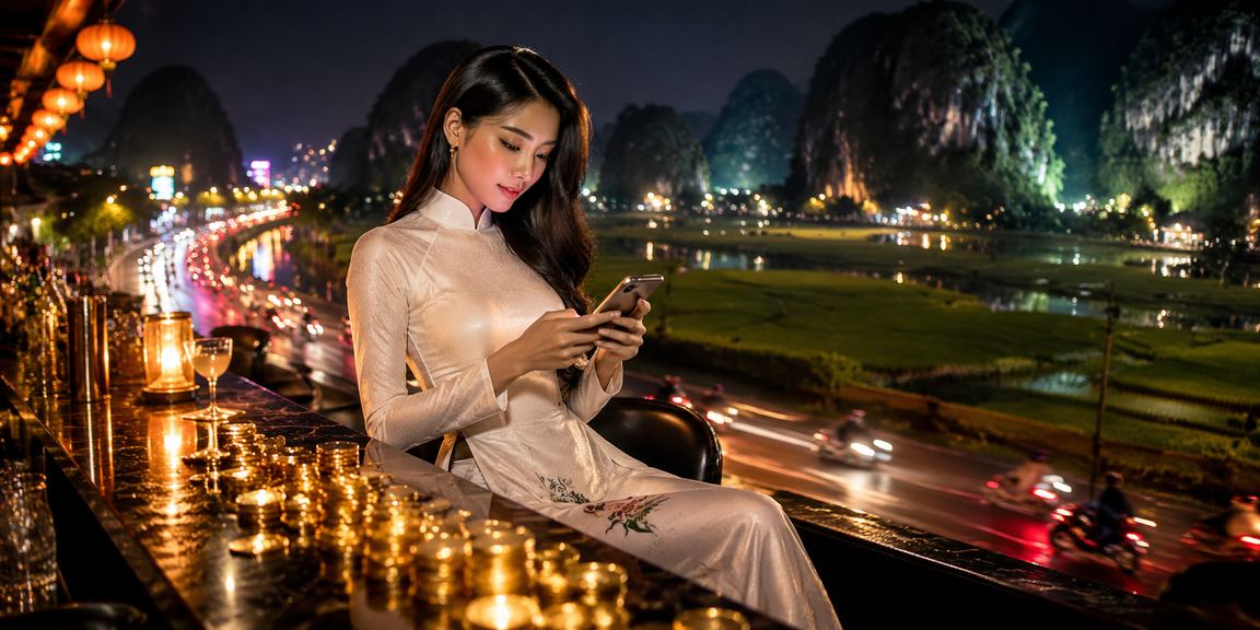Người chơi xem kèo casino trên điện thoại tại khu danh thắng Ninh Bình